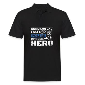 Mari papa policier héros - Polo Homme - noir - Devant - Kai (181cm)