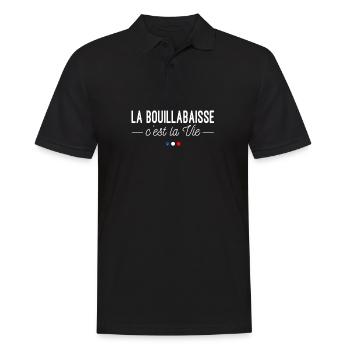 Bouillabaisse ist Leben! Rezept aus der Provence - Männer Poloshirt - Schwarz - Vorne - Kai (181cm)