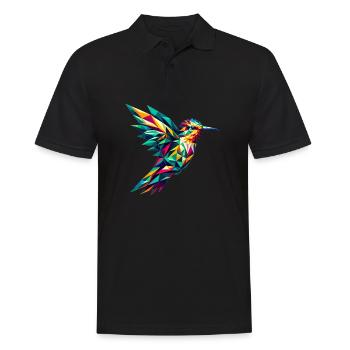 Hummingbird in polygon representation - Men's Polo Shirt - black - Front - Kai (181cm)