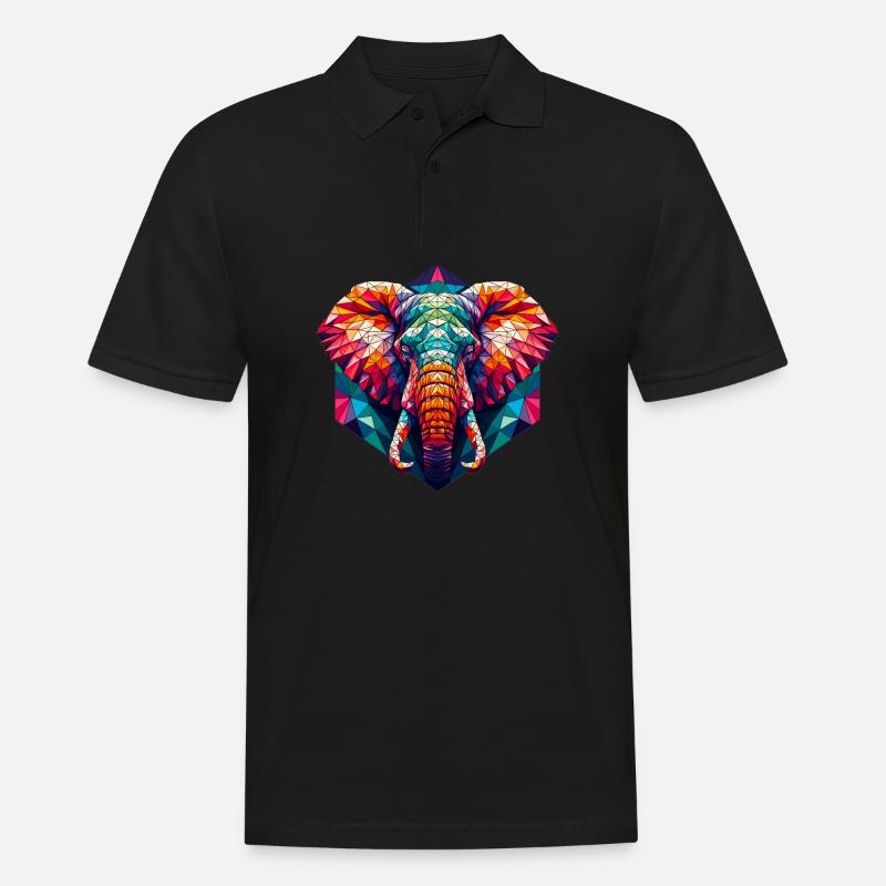 Elefant in Polygonendarstellung - Männer Poloshirt - Schwarz