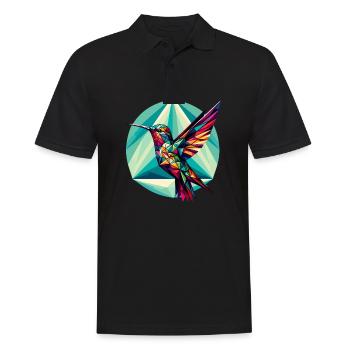 Hummingbird in polygon representation - Men's Polo Shirt - black - Front - Kai (181cm)