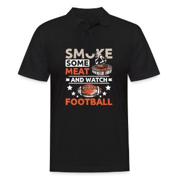 Tailgate smoke some meat and watch football - Männer Poloshirt - Schwarz - Vorne - Kai (181cm)