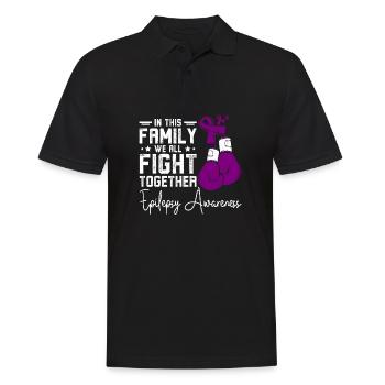 Family we all fights together, epilepsy awareness - Männer Poloshirt - Schwarz - Vorne - Kai (181cm)