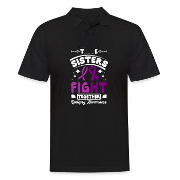 These sisters fight together, epilepsy awareness - Männer Poloshirt - Schwarz - Vorne - Kai (181cm)