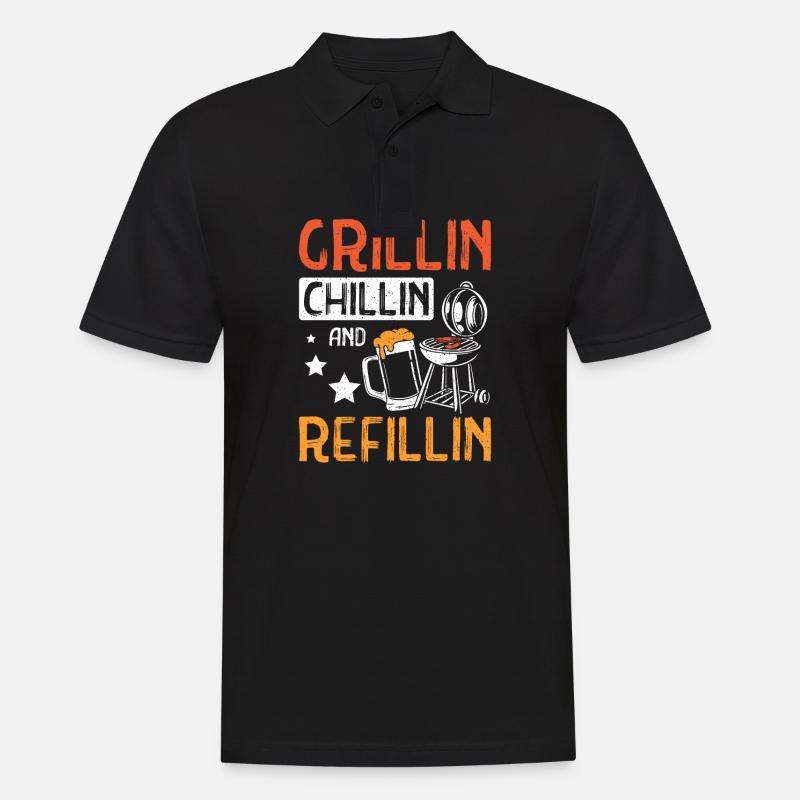 Grillin chillin and refillin Tailgate - Männer Poloshirt - Schwarz