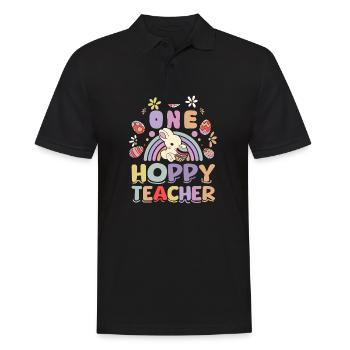 Easter Bunnies One Hoppy teacher - Männer Poloshirt - Schwarz - Vorne - Kai (181cm)