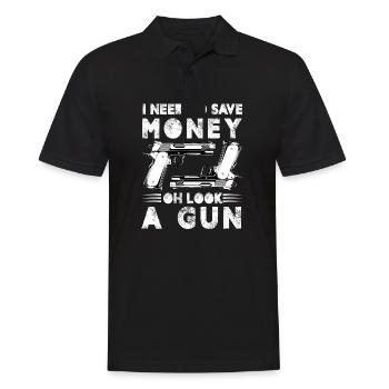 I need to save money Oh look a gun - Männer Poloshirt - Schwarz - Vorne - Kai (181cm)