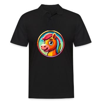 Horse, horse head in comic style - Men's Polo Shirt - black - Front - Kai (181cm)