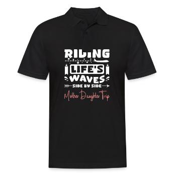 Riding life's waves side by side Mother Daughter - Männer Poloshirt - Schwarz - Vorne - Kai (181cm)