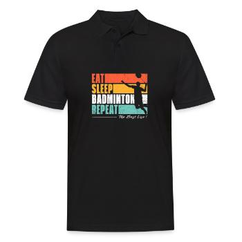 Eat, sleep, badminton, repeat. Badminton Fans - Men's Polo Shirt - black - Front - Kai (181cm)