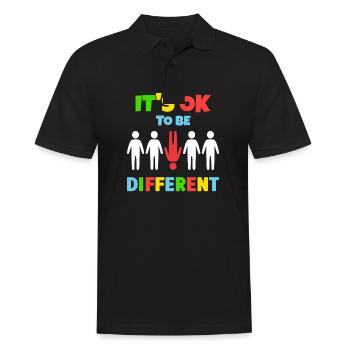 It's ok to be Different People - Männer Poloshirt - Schwarz - Vorne - Kai (181cm)