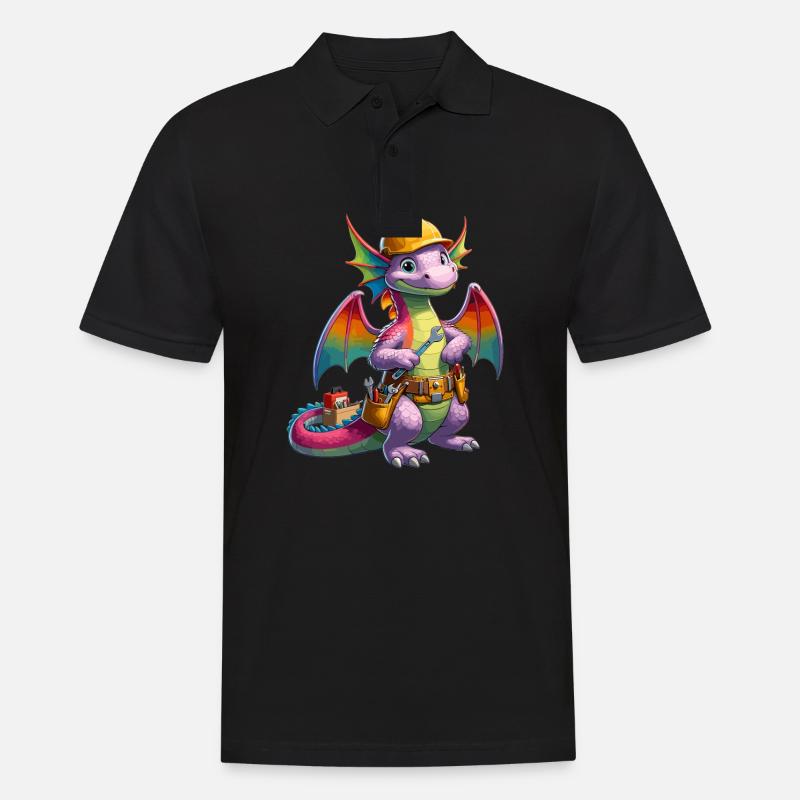 Drache als Handwerker - Männer Poloshirt - Schwarz