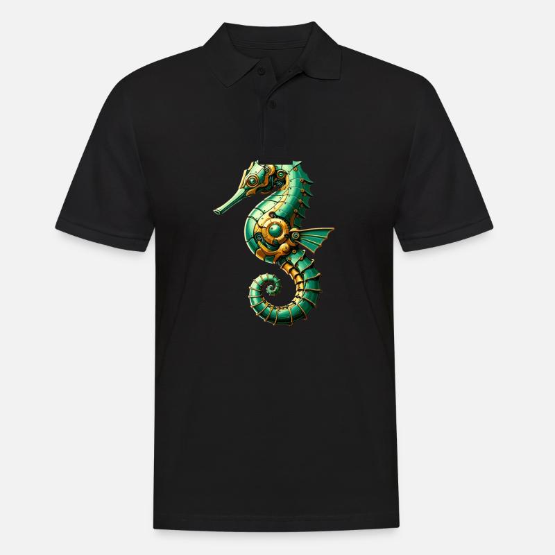 Seepferdchen Roboter, Roboter-Seepferdchen - Männer Poloshirt - Schwarz
