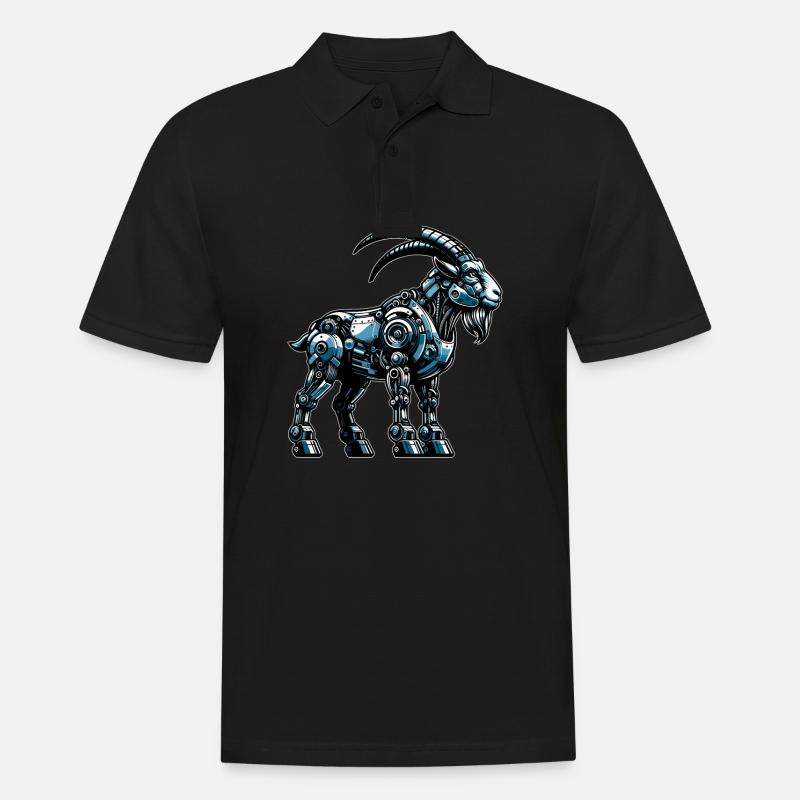 Ziege Roboter, Roboziege, Roboter-Ziege - Männer Poloshirt - Schwarz