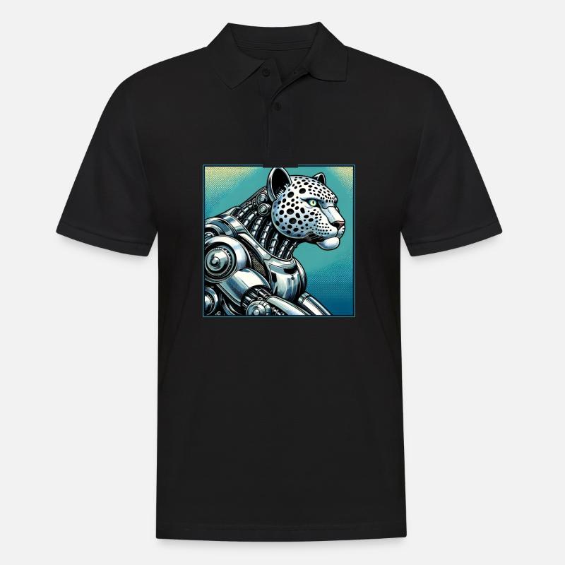 Leopard Roboter - Männer Poloshirt - Schwarz