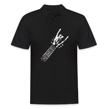Rock & Roll Halloween Squelette Main - Rock On - Polo Homme - noir - Devant - Kai (181cm)