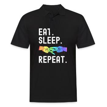 Eat Sleep Love Repeat Lesbian Pride Funny - Men's Polo Shirt - black - Front - Kai (181cm)