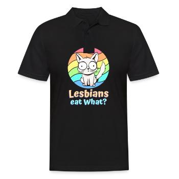 Lesbiennes Manger Ce Chat Drôle Humour Jeu De Mots LGBTQ Pride - Polo Homme - noir - Devant - Kai (181cm)