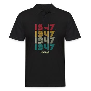 77 ans vintage 1947 édition limitée 77ème - Polo Homme - noir - Devant - Kai (181cm)