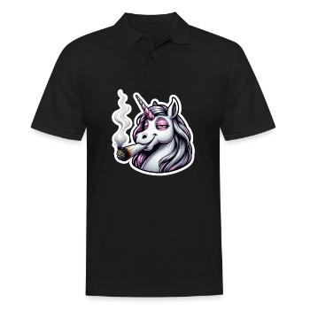 Licorne avec Joint Hemp Cannabis - Polo Homme - noir - Devant - Kai (181cm)