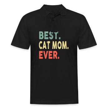 Best Cat Mom Ever Cool Mommy Funny Vintage - Men's Polo Shirt - black - Front - Kai (181cm)