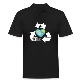 Recycling Logo Recyceln Symbol Tag der Erde - Liebe - Männer Poloshirt - Schwarz - Vorne - Kai (181cm)