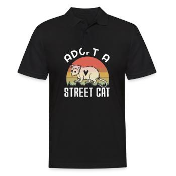 Adoptez un chat des rues drôle d’opossum Vintage - Polo Homme - noir - Devant - Kai (181cm)