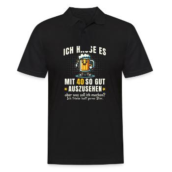 40 & Beer – Drôle de dicton - Polo Homme - noir - Devant - Kai (181cm)