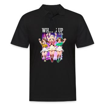 Whats Up Sister Funny Trendy Streamer Cute Girl - Men's Polo Shirt - black - Front - Kai (181cm)