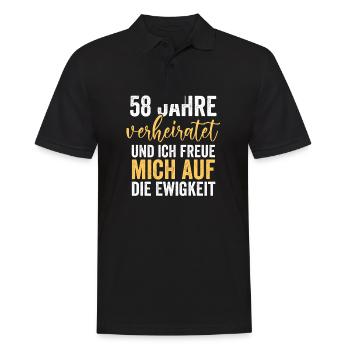Ehe Engelshochzeit 58 Jahre Verheiratet Hochzeitst - Männer Poloshirt - Schwarz - Vorne - Kai (181cm)