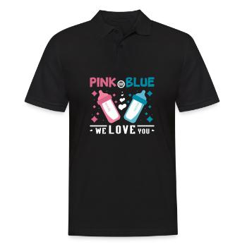 Pink or blue we love you Gender Reveal pregnancy - Männer Poloshirt - Schwarz - Vorne - Kai (181cm)
