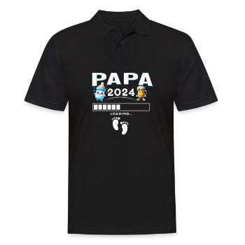 Homme bientôt papa Annonce, cadeau futur papa - Polo Homme - noir - Devant - Kai (181cm)