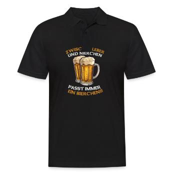 Zwischen Leber und Nierchen passt immer ein Bierch - Männer Poloshirt - Schwarz - Vorne - Kai (181cm)