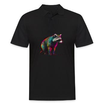 Raccoon Artwork - Raccoon Animal Art - Men's Polo Shirt - black - Front - Kai (181cm)