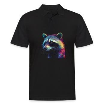 Raccoon Artwork - Raccoon Animal Art - Men's Polo Shirt - black - Front - Kai (181cm)