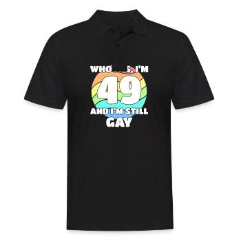 Funny Gay Pride - 49th Birthday 49 BDay Lesbian - Men's Polo Shirt - black - Front - Kai (181cm)