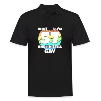 57th Birthday 57 BDay Lesbian Gay Bi Trans - - Men's Polo Shirt - black - Front - Kai (181cm)