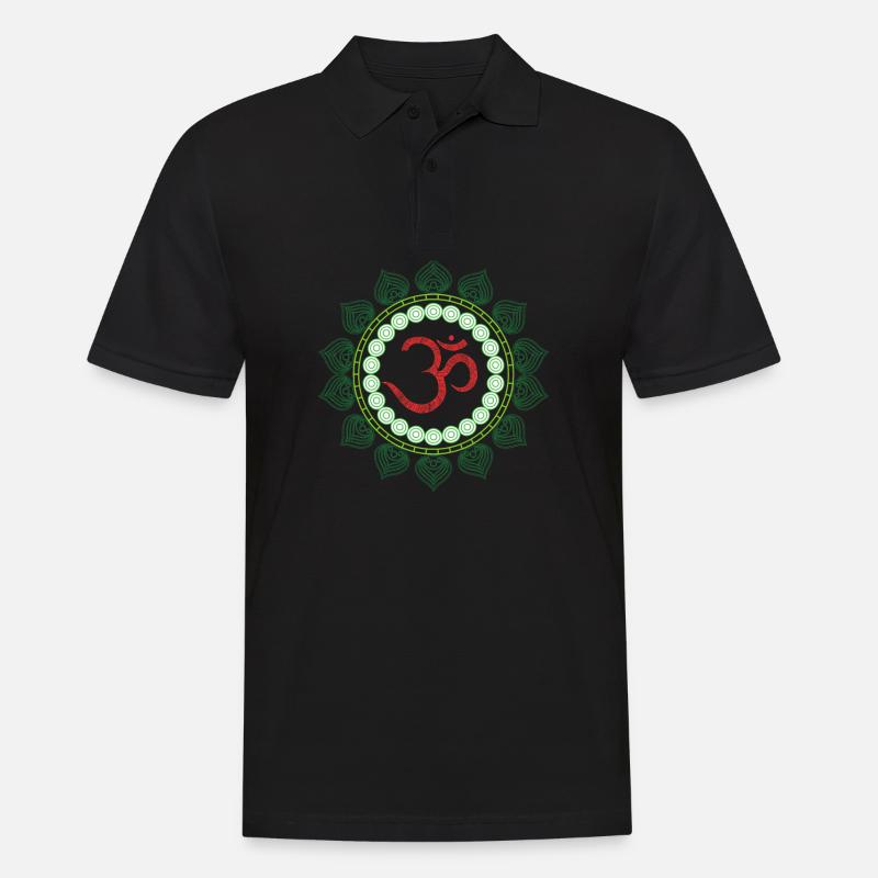 Psychedelic Goamit Om Motiv - Männer Poloshirt - Schwarz