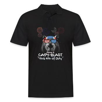Capybara Proud Patriots - Have a Capy-Blast this - Men's Polo Shirt - black - Front - Kai (181cm)