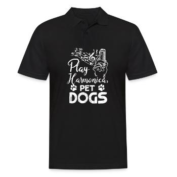 Dog owner harmonicist play harmonica pet dogs - Men's Polo Shirt - black - Front - Kai (181cm)