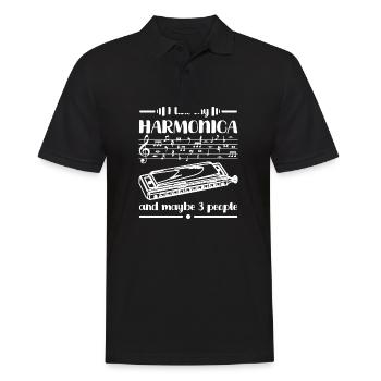 Harmonicist I like my harmonica and maybe 3 people - Men's Polo Shirt - black - Front - Kai (181cm)