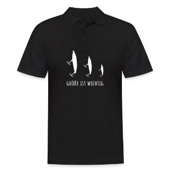 Funny fishing lure size is important - Men's Polo Shirt - black - Front - Kai (181cm)