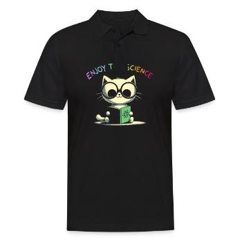 Enjoy The Science. Cute School Cat. - Men's Polo Shirt - black - Front - Kai (181cm)