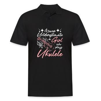 Never underestimate a girl who plays ukulele - Men's Polo Shirt - black - Front - Kai (181cm)