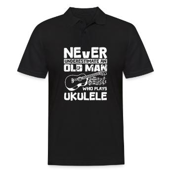 Never underestimate an old man who plays ukulele - Men's Polo Shirt - black - Front - Kai (181cm)