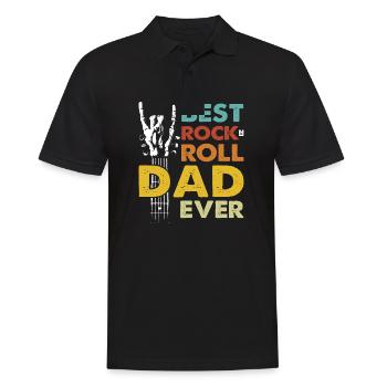 Meilleur papa de tous les temps avec guitare, musique rock et thème du crâne - Polo Homme - noir - Devant - Kai (181cm)