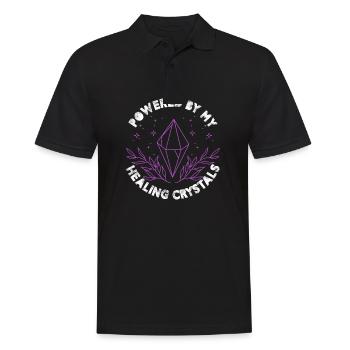 Propulsé par mes cristaux de guérison Lightworker Reiki - Polo Homme - noir - Devant - Kai (181cm)