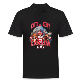 Cute Eh Happy Canada day Flag - Men's Polo Shirt - black - Front - Kai (181cm)