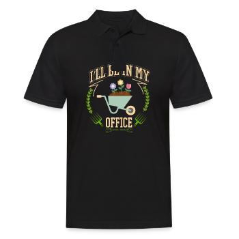 I'll be in my office the Garden Work with Flowers - Men's Polo Shirt - black - Front - Kai (181cm)