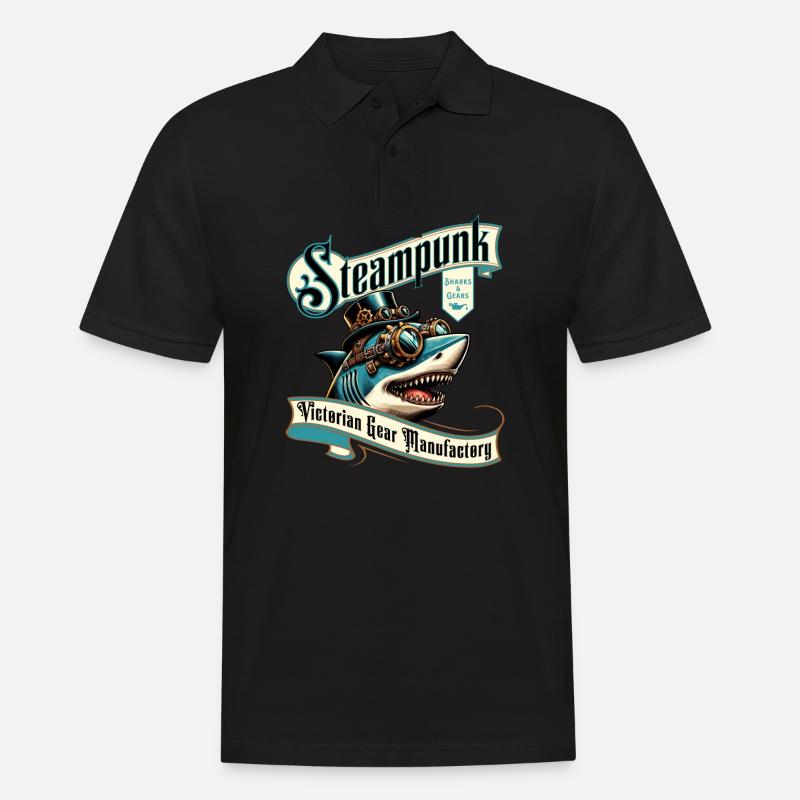 Bande dessinée de requin steampunk - Polo Homme - noir